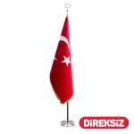 Türk Makam Bayrağı Simli 100x150 Cm (Direksiz)